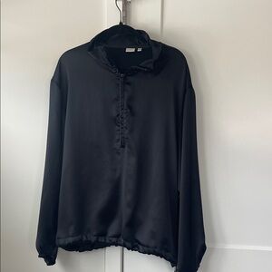 Black Satin Pullover Hoodie